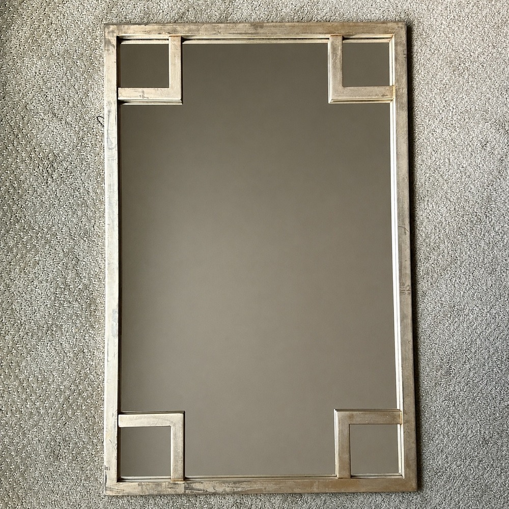 VTG Hollywood Regency Brass Gold Tone Geometric Wall Mirror 18.5" x 28" MCM